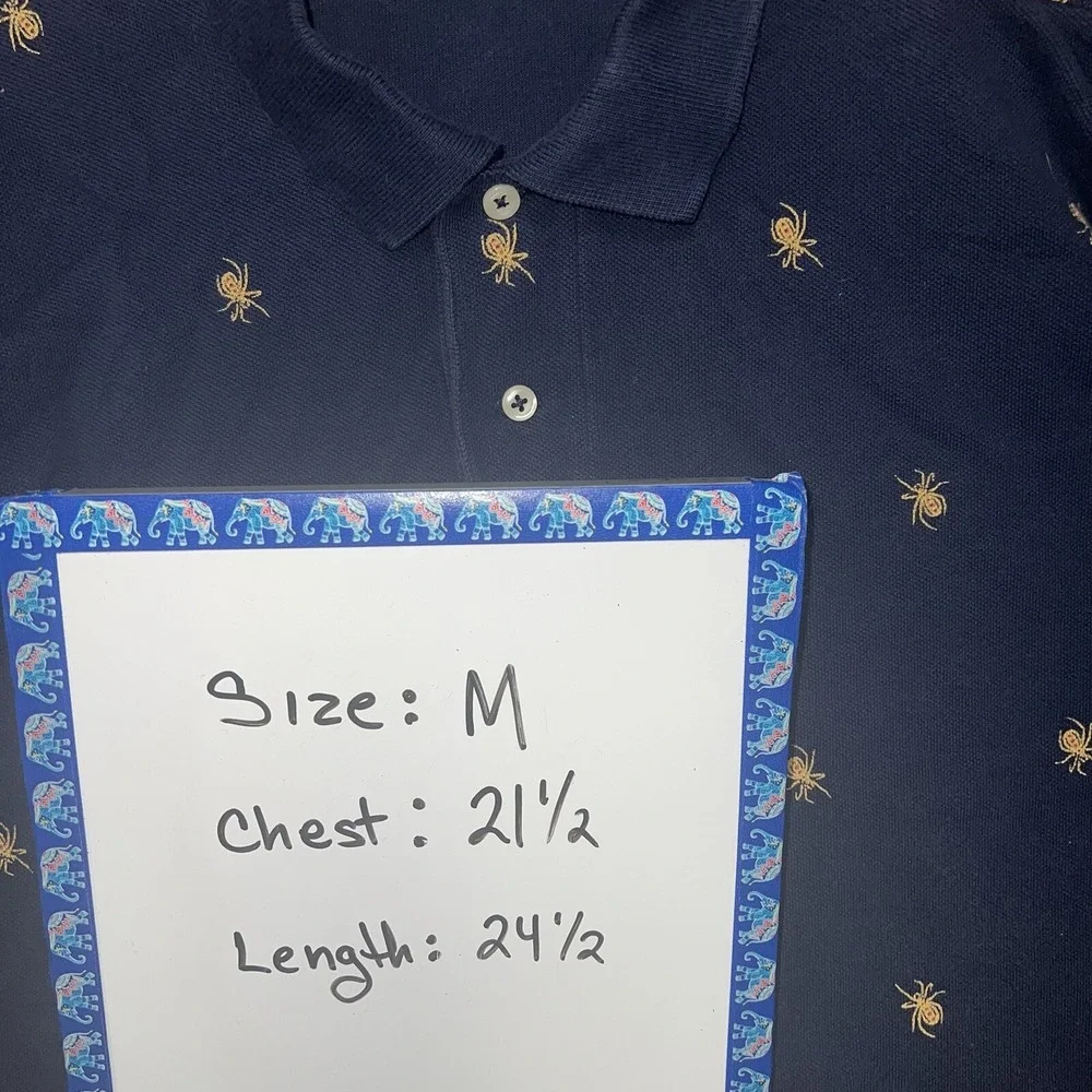 VTG Polo Ralph Lauren Shirt Men Sz M Blue AOP Spider Short Sleeve Embroider Polo